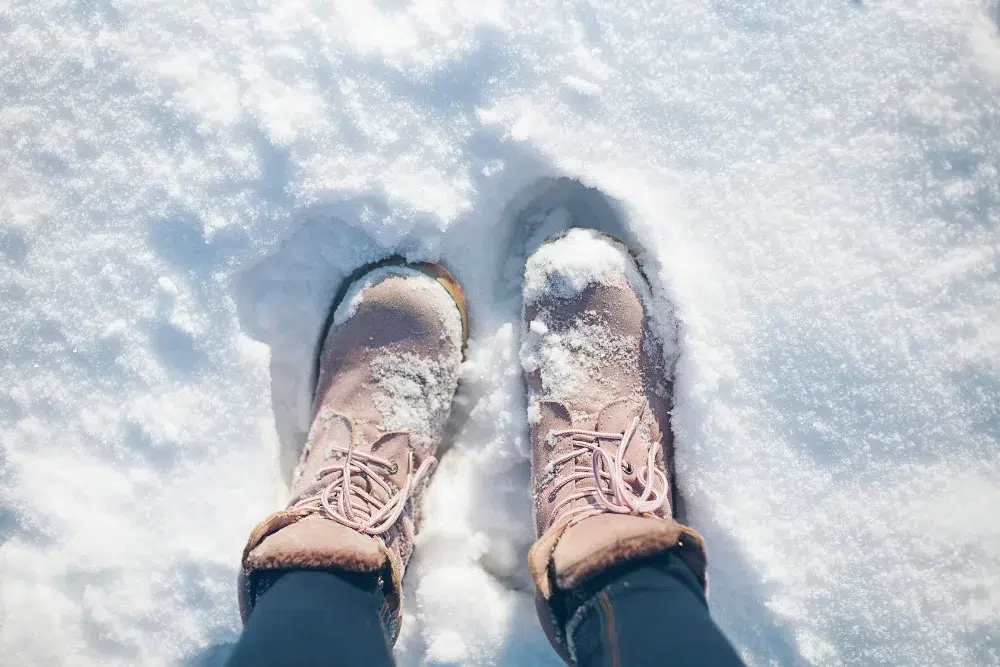 snow boots in the snow